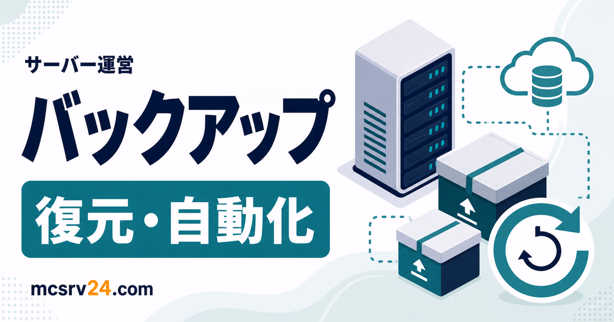 マイクラサーバーのバックアップ復元を示すサムネイル