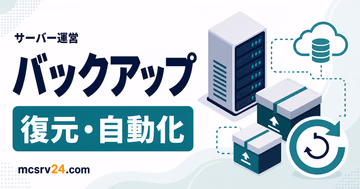 マイクラサーバーのバックアップ復元を示すサムネイル
