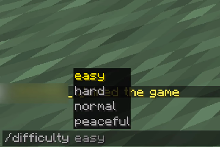 マイクラサーバーのコンソール画面で「/difficulty hard」コマンドを入力している様子