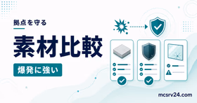 クリーパー爆発で壊れにくいブロックと爆破耐性の比較
