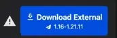 HangarのCoreProtectページ上部にあるDownload Externalボタンの部分拡大。ボタン内に1.16-1.21.11と表示されている
