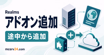 Realmsにアドオンを入れる方法を示すサムネイル