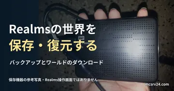 手に持ったWD My Passport外付けHDDとUSBケーブルの参考写真。Realmsの操作画面や復元成功を示すものではありません。