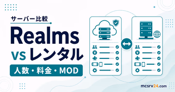 Realmsとレンタルサーバーを人数・料金・MODで比較するサムネイル