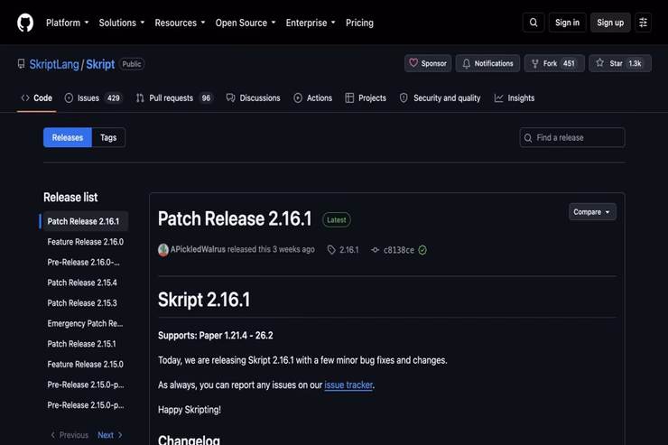 Skript公式GitHub Releases