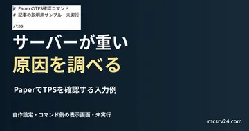 PaperでTPSを確認する入力例を記した説明用ファイルを実際のテキストエディターで表示した画面(未実行)。サーバーが重い 原因を調べるの記事見出し。