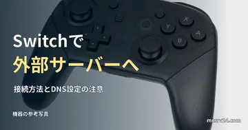 Nintendo Switch Proコントローラーの参考写真と、外部サーバーへの入り方の見出し