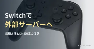 Nintendo Switch Proコントローラーの参考写真と、外部サーバーへの入り方の見出し