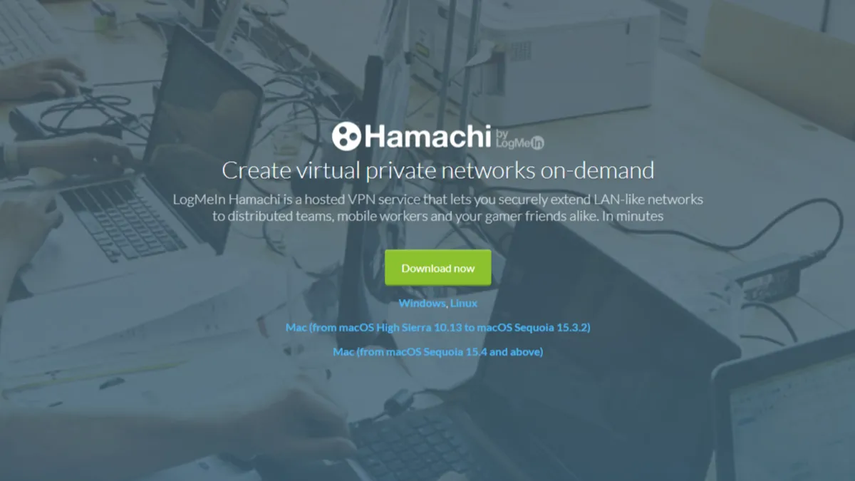 LogMeIn Hamachiのウェブサイト